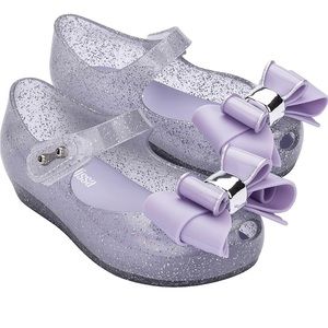 Mini Melissa Ultragirl Sweet IX Mary Jane Flats Jelly Shoes Clear Sparkly Firm